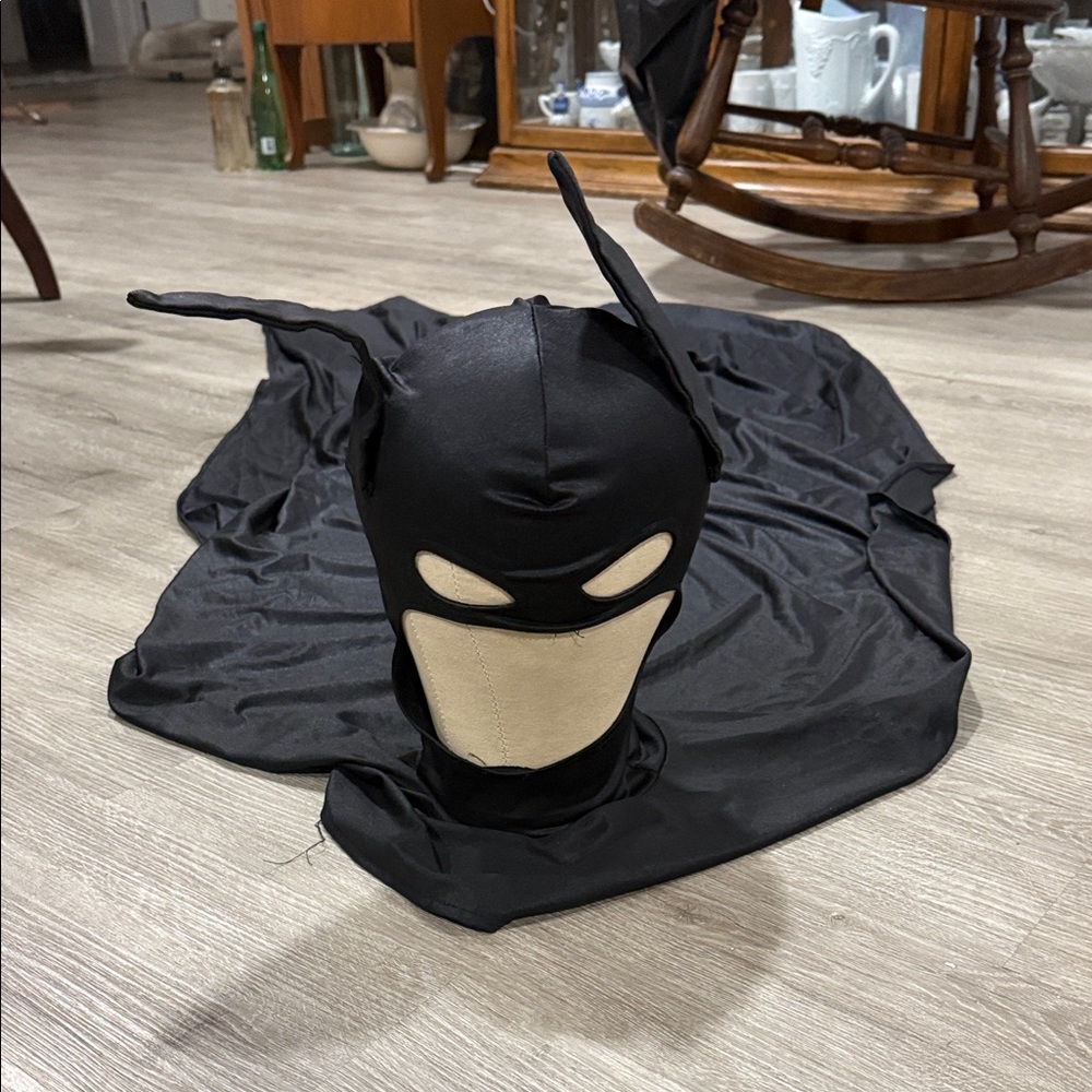 Black Superhero Costume Cape and Mask